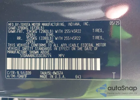 2025 Lexus Tx 350 Luxury из США, поврежденный, VIN 5TDAAAB63SS036774